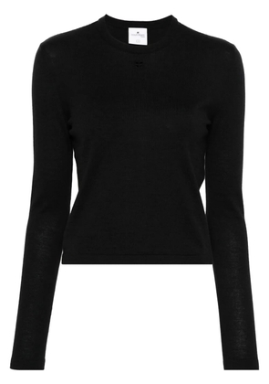 Courrèges logo-embroidered ribbed sweater - Black