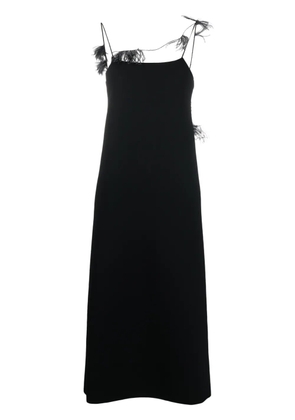 Jil Sander feather-trim slip dress - Black