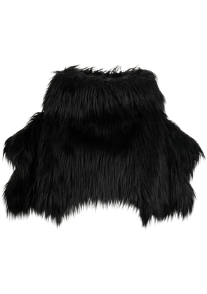 Comme Des Garçons faux-fur cropped cape - Black