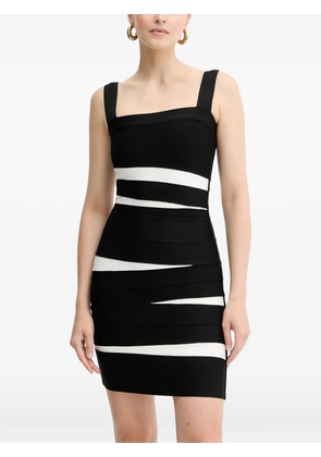 Hervé Léger Eve square-neck striped mini dress - Black