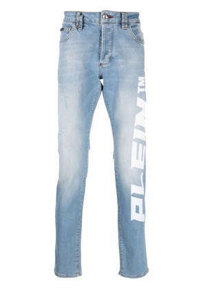 Philipp Plein logo-print straight-leg jeans - Blue