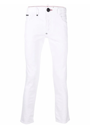 Philipp Plein embroidered-logo slim-fit jeans - White