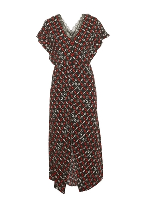 Maje geometric lace-trim midi dress - Black