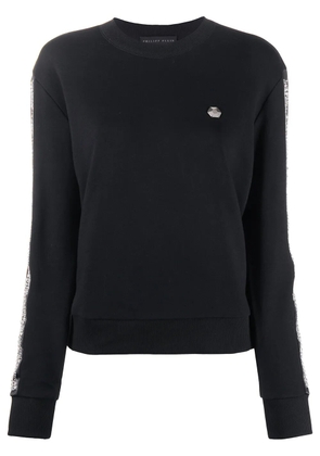 Philipp Plein rhinestone-embellished stripe sweatshirt - Black