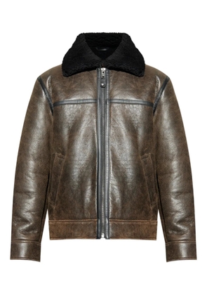 SAMSOE SAMSOE crackled shearling jacket - Brown