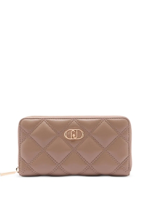 LIU JO monogram-plaque quilted wallet - Neutrals