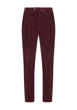 Brunello Cucinelli pleated-front corduroy trousers - Red