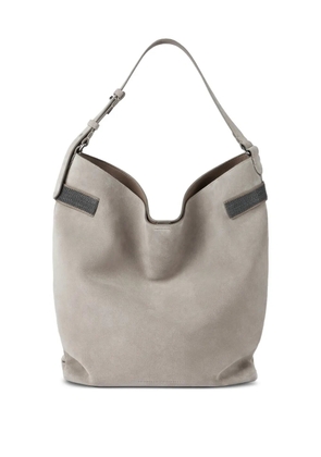 Brunello Cucinelli Monili-detail suede tote bag - Grey