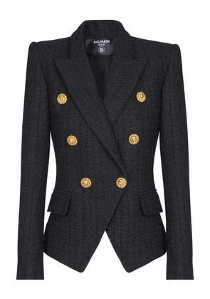 Balmain six-button tweed blazer - Black