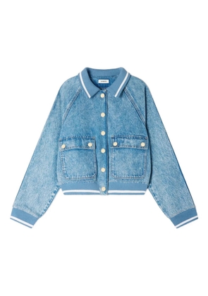 SANDRO knitted-collar denim jacket - Blue