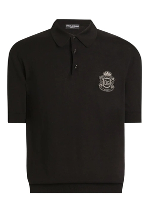 Dolce & Gabbana logo-appliqué polo shirt - Black