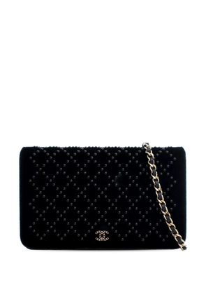 CHANEL Pre-Owned 2017-2018 CC Velvet Studded Wallet On Chain crossbody bag - Black