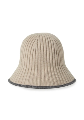 Brunello Cucinelli stripe-detail knitted bucket hat - Neutrals