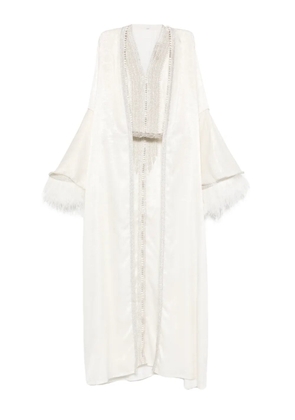Reem Al Dhaheri feathered embroidered kaftan set - White