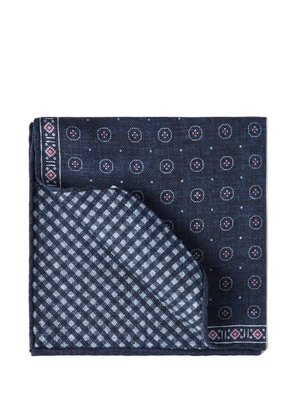 Brunello Cucinelli geometric-patterned silk pocket square - Blue