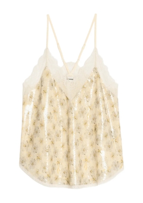 Zadig&Voltaire Christy sequin floral top - Neutrals