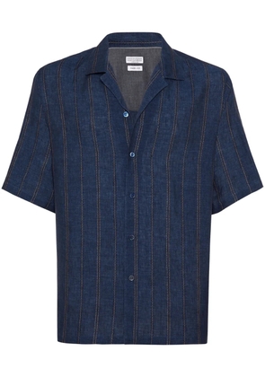 Brunello Cucinelli short-sleeve linen shirt - Blue