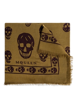 Alexander McQueen skull-print scarf - Brown