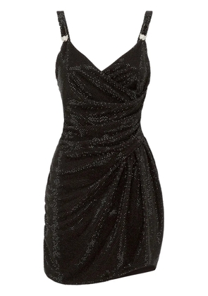 Philipp Plein crystal-embellished gathered minidress - Black