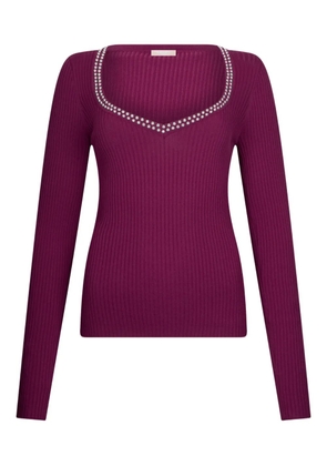 LIU JO V-neck studded top - Purple