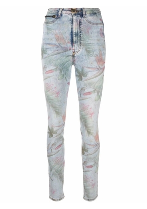 Philipp Plein floral-print skinny jeans - Blue