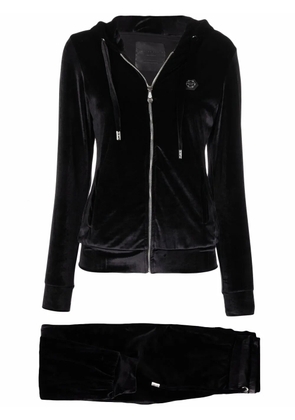 Philipp Plein logo-embellished velvet tracksuit - Black