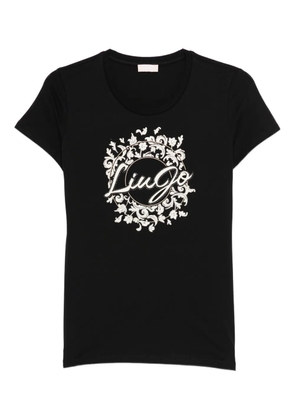 LIU JO floral logo T-shirt - Black