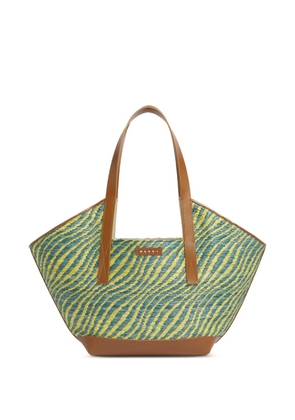 Marni two-tone raffia-effect tote bag - Blue
