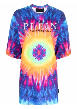 Philipp Plein tie dye-print T-shirt dress - Blue