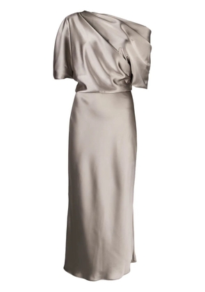 Amsale off-shoulder draped midi dress - Gold