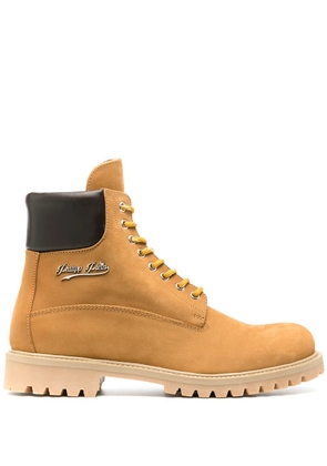 Philipp Plein lace-up ridged sole boots - Neutrals