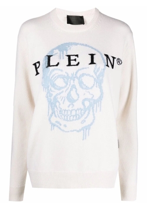 Philipp Plein skull-intarsia jumper - Neutrals