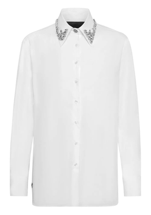 Philipp Plein crystal-embellished cotton shirt - White