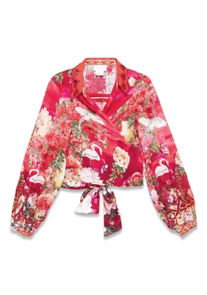 Camilla cropped wrap shirt - Red