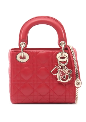 Christian Dior Pre-Owned 2010s mini Lady Dior canage leather tote bag - Red