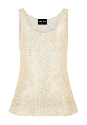 Giorgio Armani sequin-embellished top - Neutrals