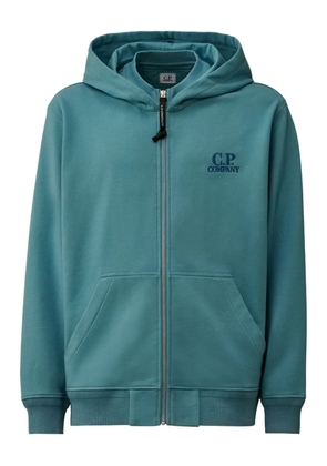 C.P. Company logo-embroidered zip-up hoodie - Blue