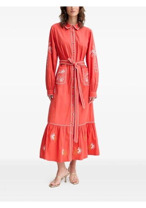 NEVER FULLY DRESSED embroidered belted midi dress