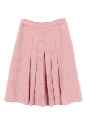 CHANEL Pre-Owned 1988 coco mark tweed pleats skirt - Pink