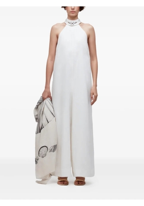 Osklen crystal-embellished halter jumpsuit - White