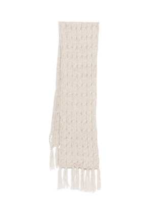 Coccinelle cable-knit fringed scarf - Neutrals