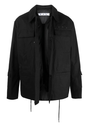 Off-White logo-embroidered military jacket - Black