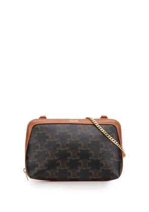 Celine Pre-Owned 2024 Triomphe Coated Canvas Clutch On Chain crossbody bag - Brown