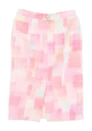 CHANEL Pre-Owned 1986-1988 logo-button tweed skirt - Pink