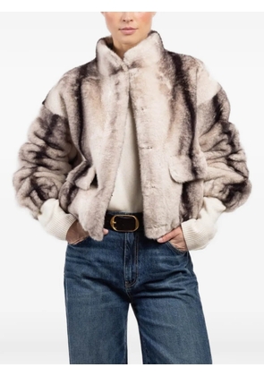 CHERRY BLUE printed faux-fur jacket - Neutrals
