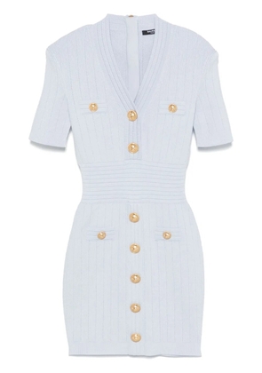 Balmain button-detail knitted mini dress - Blue