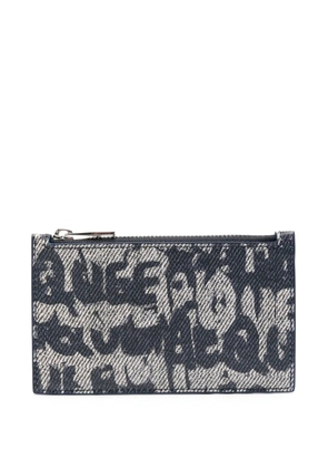 Alexander McQueen graffiti logo-print leather card holder - Blue