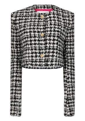 Nina Ricci houndstooth-pattern wool-cotton jacket - Black