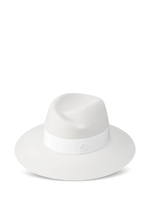 Maison Michel Virginie ribbon-detailed fedora hat - White