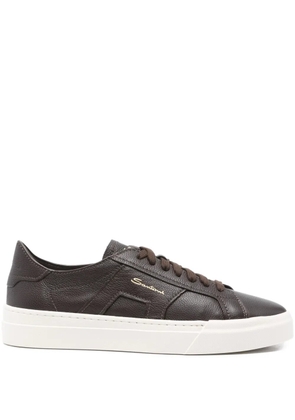 Santoni leather lace-up sneakers - Brown